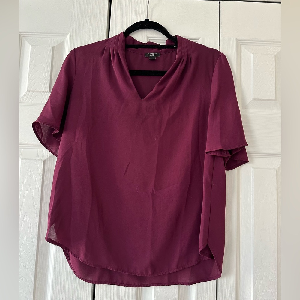 Ann Taylor Purple Short Sleeve Blouse